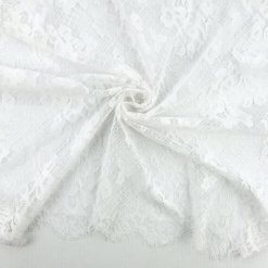 SALE Re-Embroidered Border Lace Fabric White 6845, by the yard
