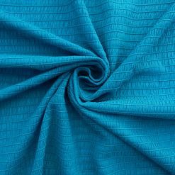SALE Embroidered Stripe Stretch Seersucker Fabric 7007 Turquoise, by the yard