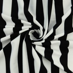 SALE Railroad Stripe Ponte Fabric 7013 Black-White by the yard