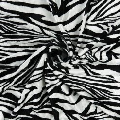 SALE Zebra Stretch Ice Velvet Fabric 7037 Black-White, by the yard