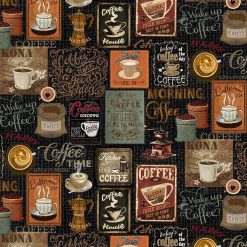 Timeless Treasures Fabric Coffee-CD3421 Black, by the yard