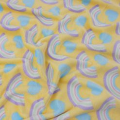 SALE Printed Minky Fabric Rainbow Hearts Yellow, by the yard