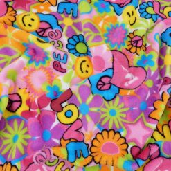 SALE Printed Whisper Fleece Fabric BFF Love Fuschia, by the yard