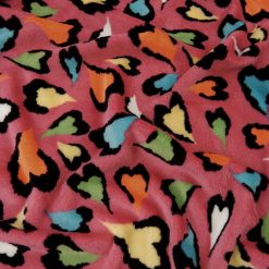 Sale Printed Minky Fabric Wild Hearts Berry, by the yard