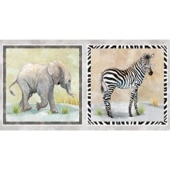 SALE P&B Textiles Baby Safari Animal Panel 4841 PA - 22" X 44"
