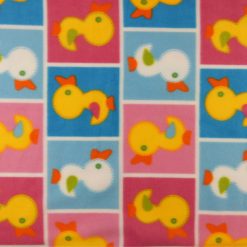 Fleece Print Fabric Duck Squares Pink 20 yard bolt