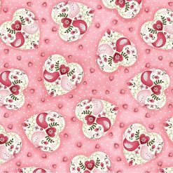 SALE P&B Textiles Love Birds 5332 Pink, by the yard